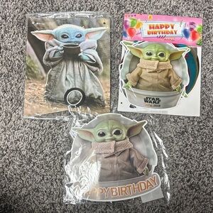 Star Wars Grogu Birthday Decorations - Green and Brown